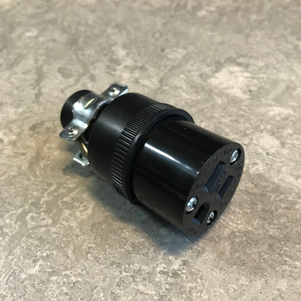 FEMALE HEAVY-DUTY CONNECTOR for 3-PRONG PLUG, Black