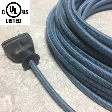 2-CONDUCTOR 18-GAUGE SLATE BLUE COTTON PARALLEL CORD - UL-Listed