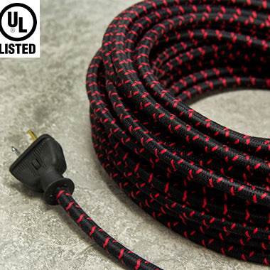 2-CONDUCTOR 18-GAUGE BLACK & RED SINGLE CROSS TRACER COTTON PULLEY CORD - UL-Listed