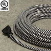 2-CONDUCTOR 18-GAUGE BLACK & WHITE SMALL HOUND'S-TOOTH  COTTON PULLEY CORD - UL-Listed