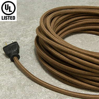 2-CONDUCTOR 18-GAUGE DARK BROWN COTTON PULLEY CORD - UL-Listed