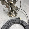 2-CONDUCTOR 18-GAUGE BLACK & GRAY ZIG-ZAG COTTON TWISTED WIRE
