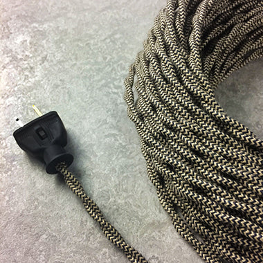 2-CONDUCTOR 18-GAUGE BLACK & PUTTY ZIG-ZAG COTTON TWISTED WIRE