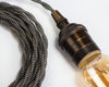 2-CONDUCTOR 18-GAUGE BLACK & PUTTY ZIG-ZAG COTTON TWISTED WIRE