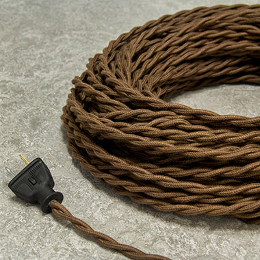 2-CONDUCTOR 22-GAUGE DARK BROWN COTTON TWISTED WIRE