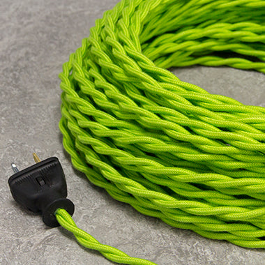 2-CONDUCTOR 18-GAUGE LIME GREEN COTTON TWISTED WIRE