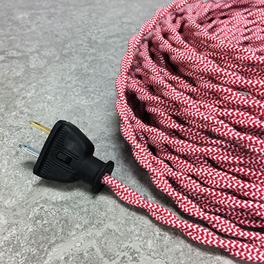 2-CONDUCTOR 18-GAUGE RED & WHITE ZIG-ZAG COTTON TWISTED WIRE