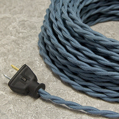 2-CONDUCTOR 18-GAUGE SLATE BLUE COTTON TWISTED WIRE