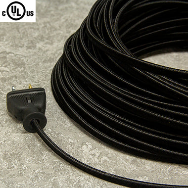 2-CONDUCTOR 18-GAUGE BLACK RAYON PARALLEL CORD - UL-Listed