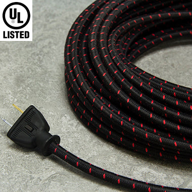 3-CONDUCTOR 18-GAUGE BLACK & RED SINGLE TRACER COTTON PULLEY CORD - UL-Listed