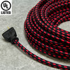 3-CONDUCTOR 18-GAUGE BLACK & RED QUADRUPLE TRACER COTTON PULLEY CORD - UL-Listed