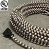 3-CONDUCTOR 18-GAUGE DARK BROWN & WHITE LARGE HOUND'S-TOOTH  COTTON PULLEY CORD - UL-Listed