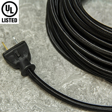 3-CONDUCTOR 18-GAUGE BLACK RAYON PULLEY CORD - UL-Listed