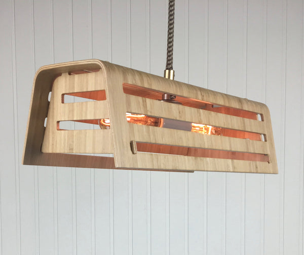 Bamboo Slatted Trapezoid Pendant Light