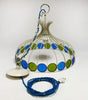 Vintage White Mid-Century Chandelier with Green & Turquoise Medallions