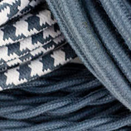 blue cloth-covered wire