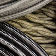 gray, silver, putty, pewter cloth-covered wires