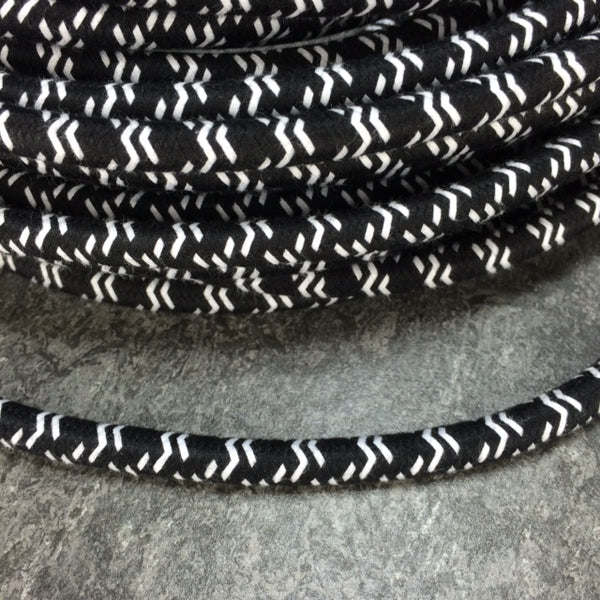 3-CONDUCTOR 18-GAUGE BLACK & WHITE DOUBLE CROSS TRACER COTTON PULLEY CORD - UL-Listed