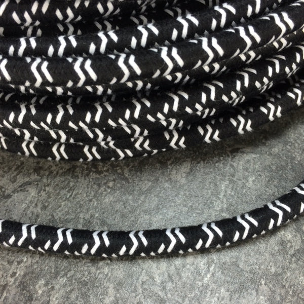 2-CONDUCTOR 18-GAUGE BLACK & WHITE DOUBLE CROSS TRACER COTTON PULLEY CORD - UL-Listed