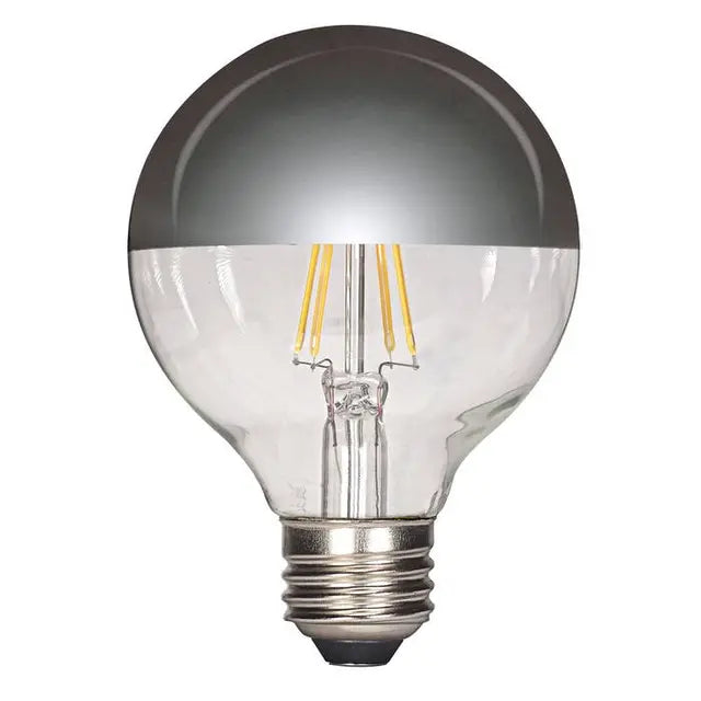 BULB: GLOBE STYLE WITH SILVERED ANTI-GLARE, LED AND INCANDESCENT