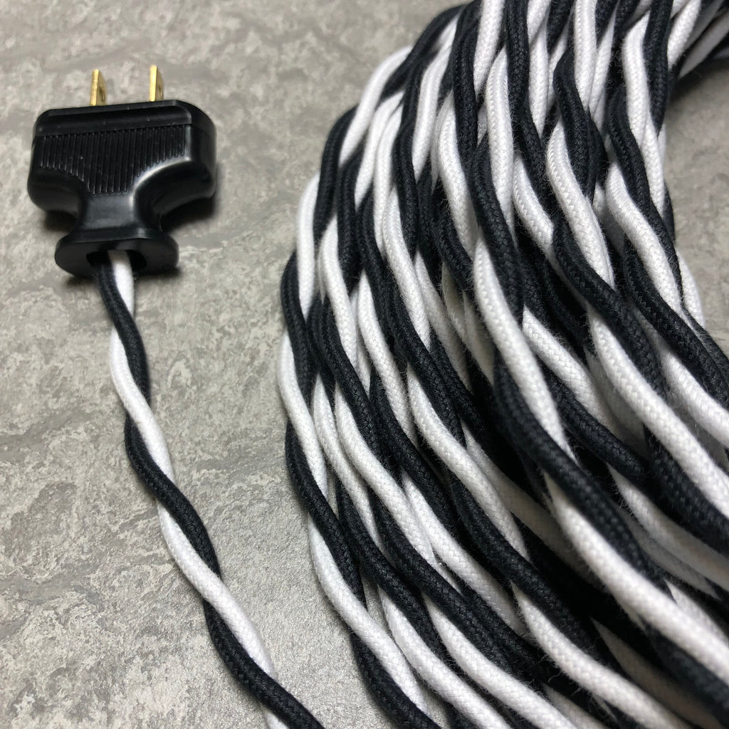 2-CONDUCTOR 18-GAUGE BLACK & WHITE COTTON TWISTED WIRE – Sundial Wire