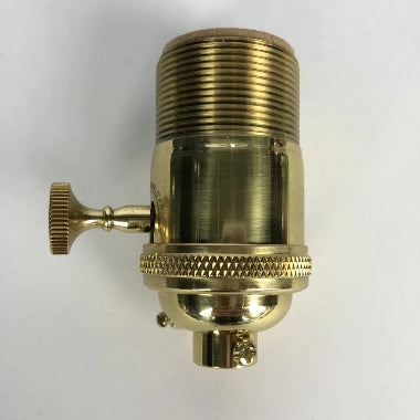 Uno Threaded Turn-Knob Light Socket, Solid Brass, Shade Fitters