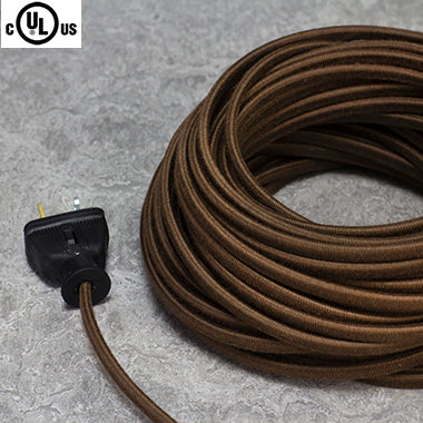 2-CONDUCTOR 18-GAUGE DARK BROWN COTTON PARALLEL CORD - UL-Listed