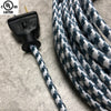 2-CONDUCTOR 18-GAUGE SLATE BLUE & WHITE LARGE HOUND'S-TOOTH COTTON PARALLEL CORD - UL-Listed