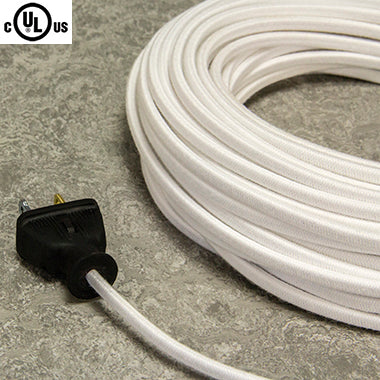 2-CONDUCTOR 18-GAUGE WHITE COTTON PARALLEL CORD - UL-Listed