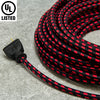 2-CONDUCTOR 18-GAUGE BLACK & RED QUADRUPLE TRACER COTTON PULLEY CORD - UL-Listed