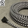 2-CONDUCTOR 18-GAUGE BLACK & WHITE LARGE HOUND'S-TOOTH  COTTON PULLEY CORD - UL-Listed