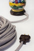 2-CONDUCTOR 18-GAUGE DARK BROWN & WHITE ZIG-ZAG COTTON PULLEY CORD - UL-Listed