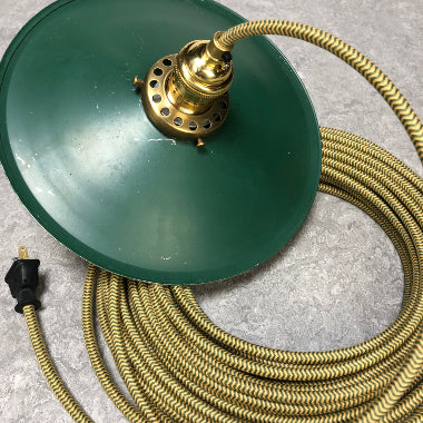 2-CONDUCTOR 18-GAUGE GOLD & GREEN ZIG-ZAG COTTON PULLEY CORD - UL-Listed