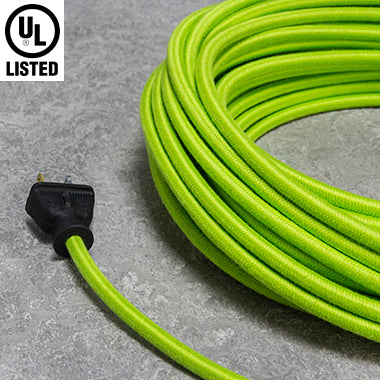 2-CONDUCTOR 18-GAUGE LIME GREEN COTTON PULLEY CORD - UL-Listed