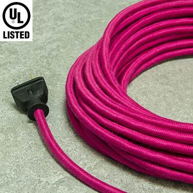2-CONDUCTOR 18-GAUGE RASPBERRY COTTON PULLEY CORD - UL-Listed