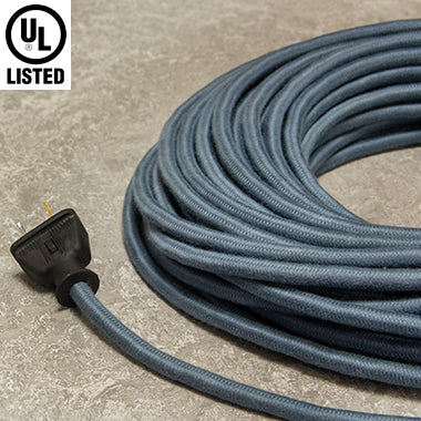 2-CONDUCTOR 18-GAUGE SLATE BLUE COTTON PULLEY CORD - UL-Listed