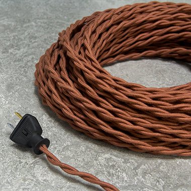2-CONDUCTOR 18-GAUGE LIGHT BROWN COTTON TWISTED WIRE