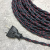 2-CONDUCTOR 18-GAUGE BLACK COTTON TWISTED WIRE WITH DOUBLE RED TRACER