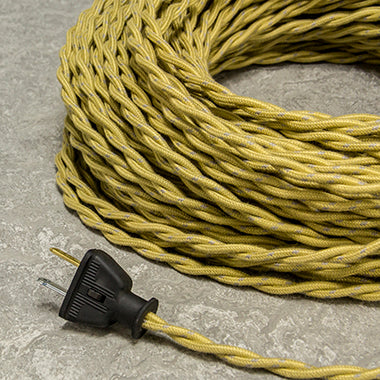 2-CONDUCTOR 18-GAUGE GOLD COTTON TWISTED WIRE WITH GRAY TRACER