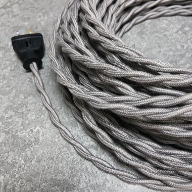 2-CONDUCTOR 18-GAUGE GRAY COTTON TWISTED WIRE