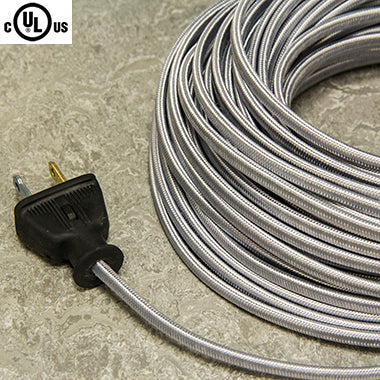 2-CONDUCTOR 18-GAUGE SILVER RAYON CLOTH-COVERED PARALLEL CORD - UL ...