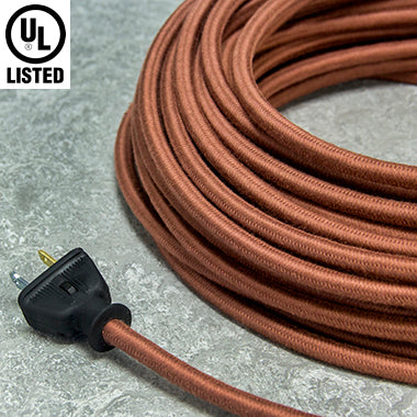 3-CONDUCTOR 18-GAUGE LIGHT BROWN COTTON PULLEY CORD - UL-Listed