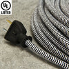 2-CONDUCTOR 18-GAUGE BLACK & WHITE ZIG-ZAG COTTON PULLEY CORD - UL-Listed