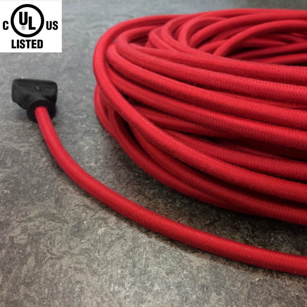 3-CONDUCTOR 18-GAUGE RED COTTON PULLEY CORD - UL-Listed