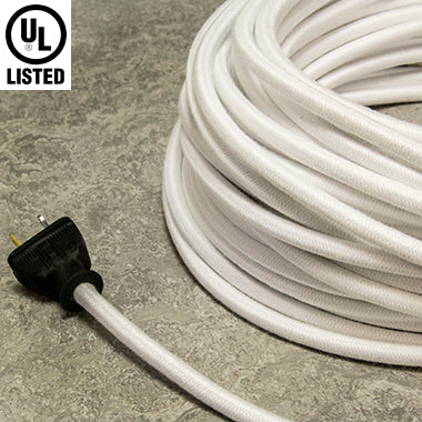 3-CONDUCTOR 18-GAUGE WHITE COTTON PULLEY CORD - UL-Listed