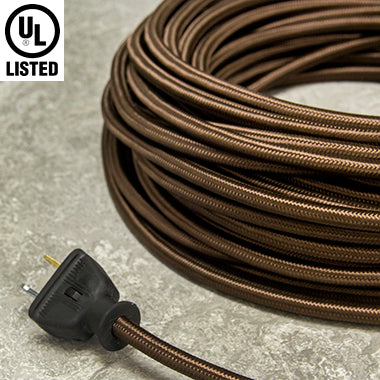 2-CONDUCTOR 18-GAUGE WALNUT BROWN RAYON PULLEY CORD - UL-Listed
