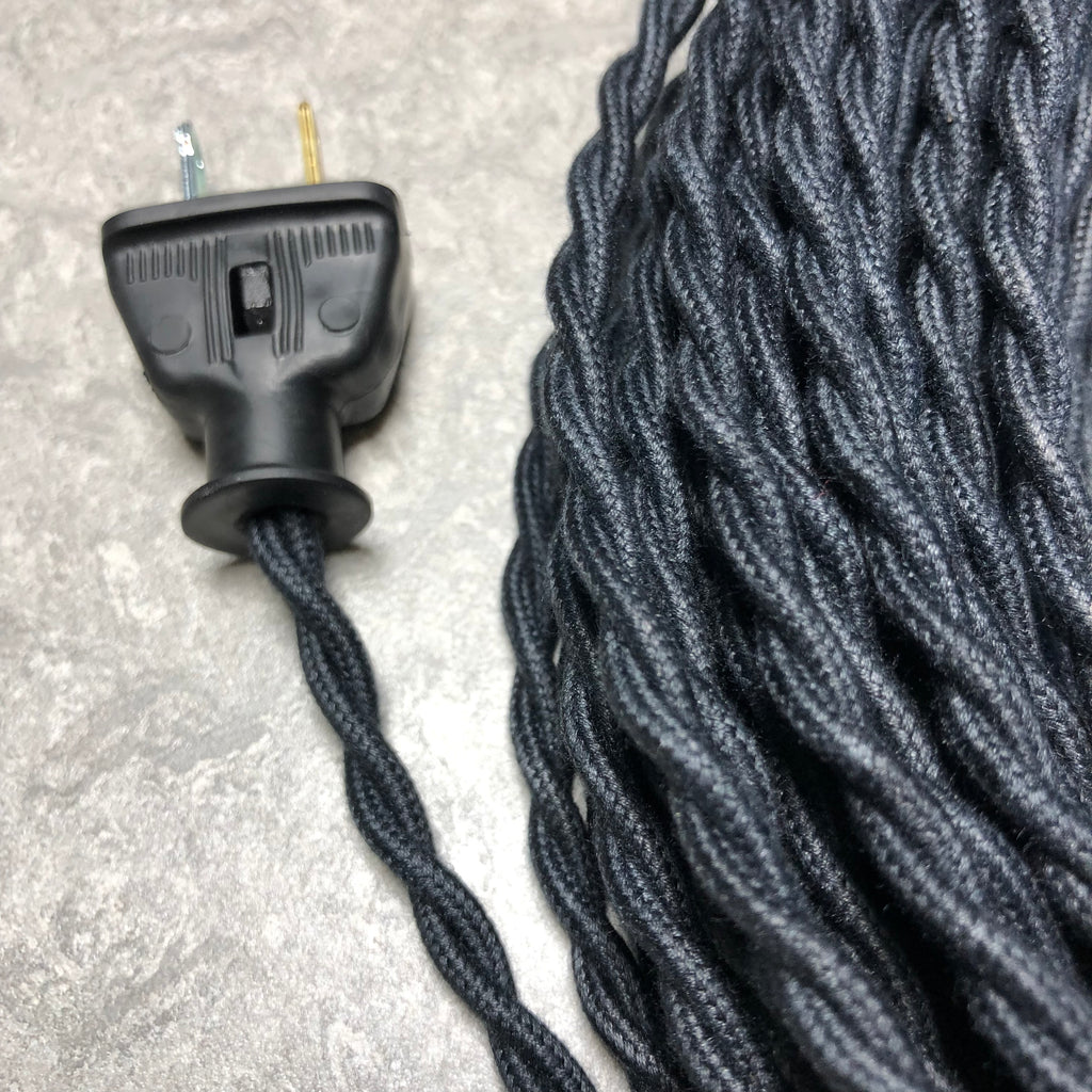 2-CONDUCTOR 20-GAUGE BLACK COTTON TWISTED WIRE