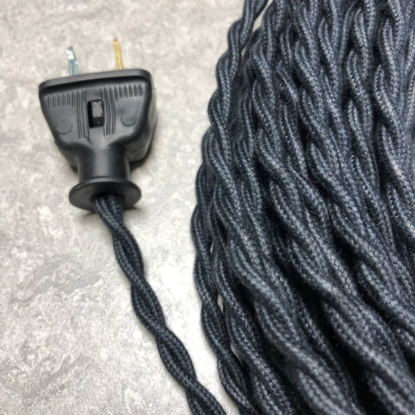 2-CONDUCTOR 22-GAUGE BLACK COTTON TWISTED WIRE